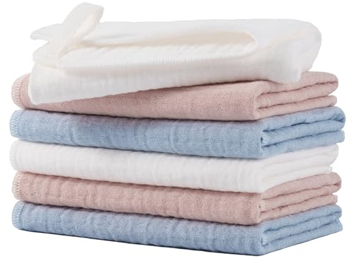 Polyte - Premium-Waschlappen für Babys - hypoallergen & fusselfrei - Baumwolle - 25.4 x 25.4 cm - 6 Stück