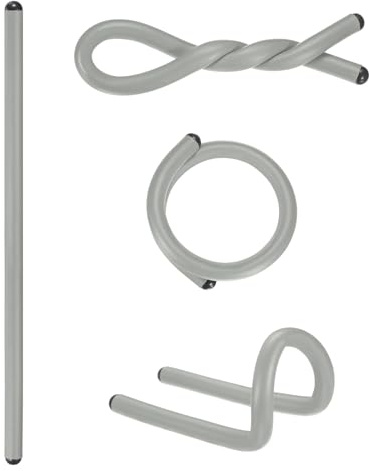M METERXITY 4-Pack Twist Rubber Ties, 17-Inch EVA Foam Reusable Twist Ties for Organizing Bundling Cords/Wires/Cables, Bendable Rubber Tie Down Straps [Grey]