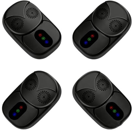 Antimosquitos Electrico Enchufe Pack 4 , Repelente Ultrasonico para Interior, Repelente Mosquitos Eléctrico y Enchufe Anti Insectos para Hogar, Anti Cucarachas, Hormigas, Moscas y Ratones Sin Químicos
