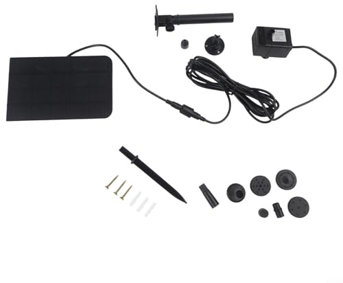 Kit fontana con pompa ad acqua solare, altezza 55 cm, 8 ugelli, per esterni, giardino, piscina, vaschetta per uccelli, facile da installare e pulire, colore nero
