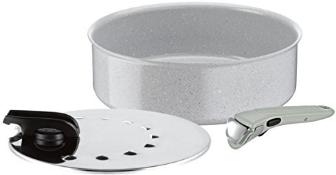 TEFAL L2563202 Ingenio Préserve Sauteuse et Couvercle Anti-Projection + Poignée Tous Feux dont Induction, Céramique, Gris, 24 cm, 27, 4 x 25, 4 x 8 cm