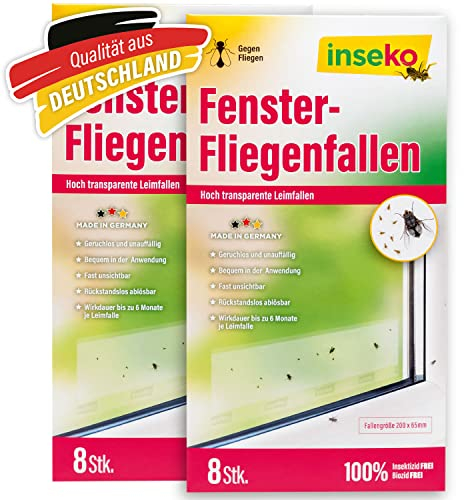 inseko 16 x Fenster-Fliegenfallen I transparenter Fliegenfänger I umweltfreundlich - giftfrei I Made in Germany (16)