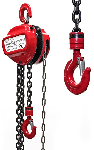 Wiltec Kettenzug mit 1000kg Traglast, 3 m Kettenlänge und 2,5 m Hubhöhe, für einfaches Lastenheben, Flaschenzug Seilzug, Handseilwinde u.a. für Forst und Werkstatt