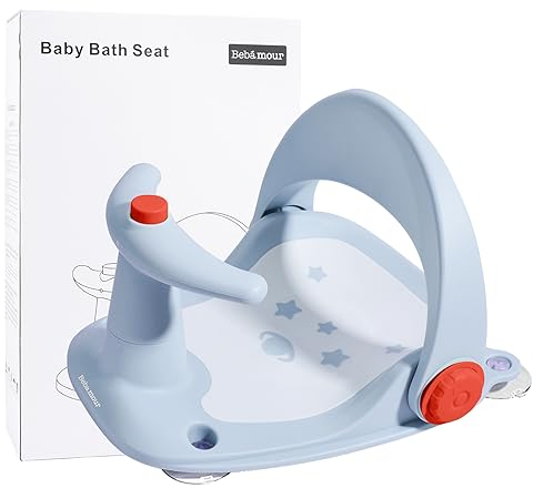 Bebamour Baby-Badesitz mit starkem Saugnapf, 3 Positionen, rutschfest, für Kleinkinder, 6–18 Monate,Blue