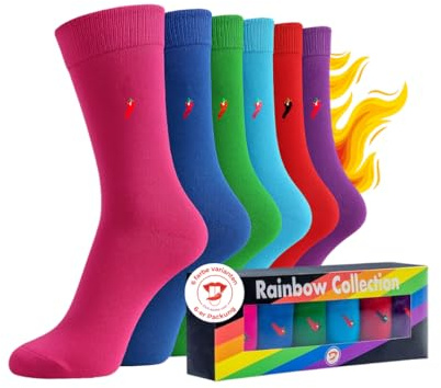 CHiLI Lifestyle Socks Bunte Socken Herren 43-46 – 6 Paar Geschenkbox – Herren 43-46 bunt – Business Baumwolle, farbenfrohe Crew Socken für Büro & Freizeit