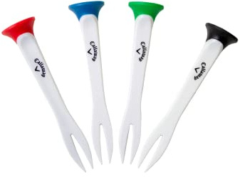 Callaway Par-tee Quick Fix - Juego de 4 Tees de Golf de Alto Rendimiento con Limpiador de Ranuras Quick-Fix único y Herramienta de reparación de Divot