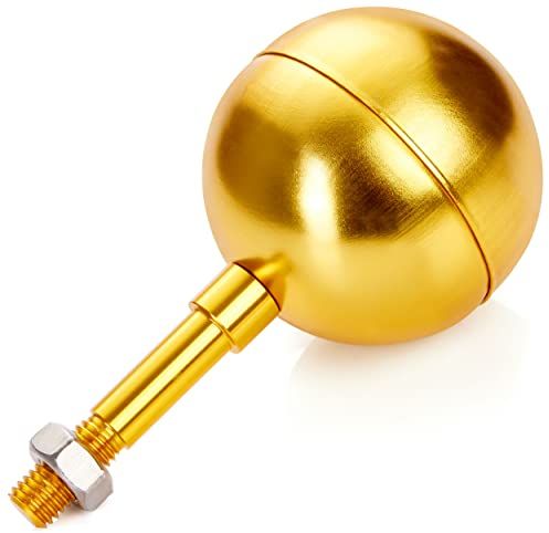 BRUBAKER Fahnenmast Spitze Kugel Gold aus Aluminium - Flaggenmast Kappe Wetterfest - Zubehör Aufsatz Fahnen Mast Topper für M12 Gewinde