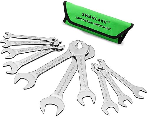 Swanlake Schraubenschlüssel-Set, superdünn, CR-V-Stahl, metrische Größe 5,5, 7, 8, 9, 10, 11, 12, 13, 14, 15, 16, 17, 18, 19, 20, 21, 22, 23, 24, 27 mm, schlankes Schraubenschlüssel-Set mit Tasche