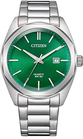 Citizen Analog gelbes Zifferblatt Herrenuhr, Grün, Japanisch