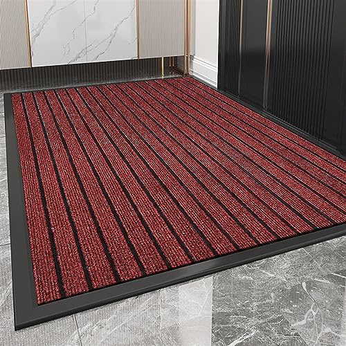 Heavyoff Felpudo de Entrada, Alfombra Exterior para Puerta, Antideslizante, Lavable para Atrapar Suciedad para Interior y Exterior Vino Rojo, 50x80cm