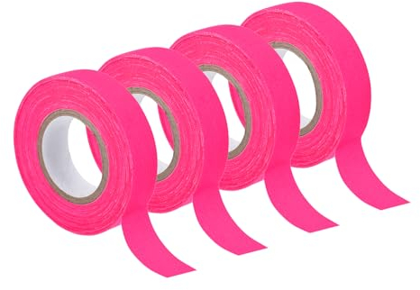 sourcing map 4 Rollen Neon Gaffa-Stoffband, 0,6 Zoll x 32,8 ft Leuchtband fluoreszierendes Klebeband für Party- und Heimdekoration, Pink
