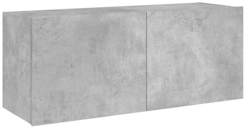 vidaXL Väggmonterad tv-bänk LED betonggrå 100x35x41 cm