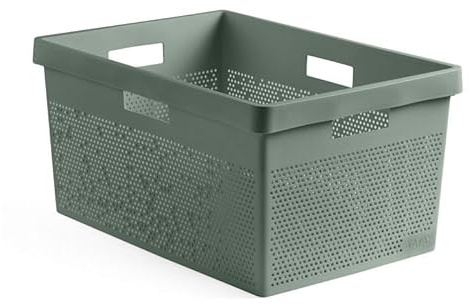 TATAY Cesto de Ropa Bohol, 40L de Capacidad, de Polipropileno, Libre de BPA, Plástico 100% Reciclado, Verde. Medidas: 36 x 52,5 x 26 cm