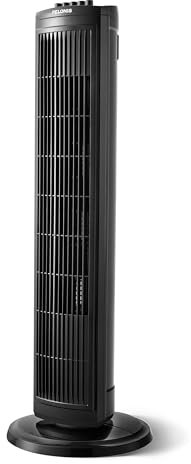 PELONIS 76 cm Oszillierender Turmventilator, 3 Geschwindigkeitsstufen, 8H Timer, Leiser & Platzsparender Lüfter für Zuhause, Büro (Schwarz)