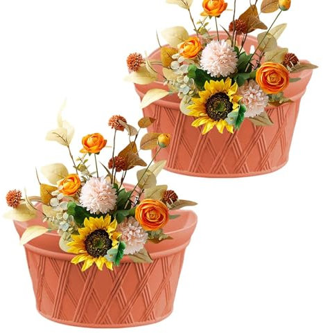 Liakyunf Set di 2 fioriere da parete per interni, con ringhiera, vaso da fiori da parete per interni ed esterni