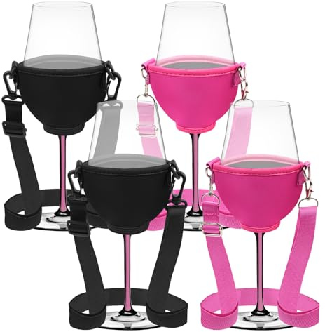 ROTKUSZ 4 Stück Weinglashalter zum Umhängen, Tragbare Weinglashalter, Festival Wine Glass Holder, Stoff Weinglashalter für Den Hals Wein für Weihnachten, Weinfest, Hochzeit