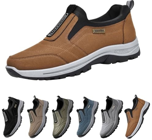 Fritidsskor för män, läder, vinterskor 44 mjuka sulor, sportskor, snabbtorkande sneakers, fritid, träningsskor, mjuk sula, läderskor, halkfria, joggingskor, enfärgade, promenadskor