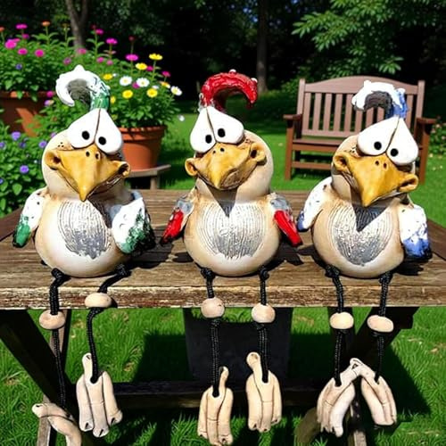 3 Piezas Gallinas Decorativas Jardín,Divertidas estatuas Decorativas de gallina para jardín,de Resina,decoración de gallinas,Decoraciones de Pascua,Decoraciones de Jardín para Exterior