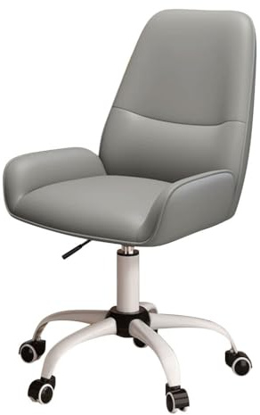 Kontorsstolar I Konstläder Med Svängfunktion Datastol Med Hög Rygg Och Mobila Hjul, Besöksstol För Konferensrum(Grey,White Legs)