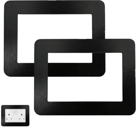 2 PCS Double Socket Surround, Light Switch Surround and Cover Plates, Surround Double Light Switch Cover, Finger Plates for Light Switches, Socket Covers for Home Decor (Black, 20.2 by 14.2 Cm)