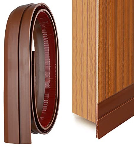 YOUSHARES Joint de porte en silicone auto-adhésif pour seuil en caoutchouc Film insonorisé adhésif Balayage de porte Coupe-froid, bruit, anti-insectes (marron 100 * 0,5 * 4 cm)