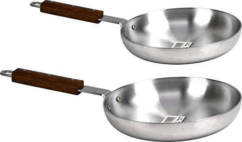 Sterling Ventures Klassic Combo Set of 2 Cooking Aluminium Frying Pans with Wooden Handle (24cm & 26cm)