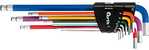 FORTIS Winkelschraubendreher-Clip 9tlg. 1,5-10mm bunt