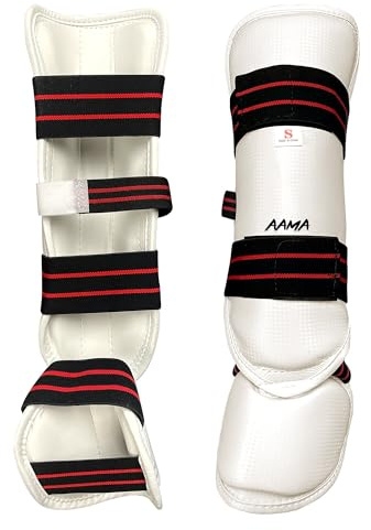AAMA Martial Arts Taekwondo Vinyl Shin Instep Guard Protector - Medium
