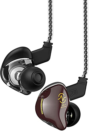 Yinyoo Earphones Wired, CCZ Coffee Bean in-Ear Monitors Headphones, Noise Cancelling Wired Earbuds with 1DD Dynamic Driver HiFi Bass Sound for Musicians Stage Drummer Church (With mic, Brown)