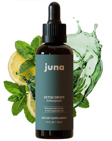 Juna Detox Chlorophyll Drops — Daily Wellness & Detox Support | Lemon Mint Spa Water Taste | Supports Cellular Health, Cleanse, and Internal Freshness | 60mg Chlorophyll per Serving