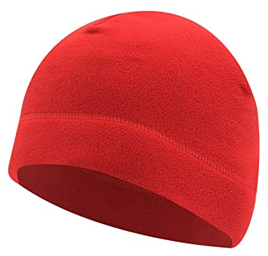 Cicilin 2 delar dödskallemössa mössa termisk töjbar vinter cykelmössa fleece hjälmfoder andningsbara mössor unisex löparmössor, Röd, one size