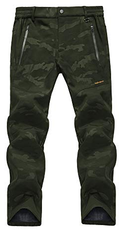 LY4U Winter Skihose Herren Verdicken Fleece Gefüttert Wander Kletterhose Armeegrün XXL