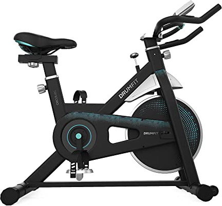 Cecotec Bicicletta Indoor DrumFit Indoor 13000 Delfi Volante di inerzia da 13 kg, resistenza manuale, manubrio e sella sportivi, schermo LCD, sensore di frequenza cardiaca e calapies