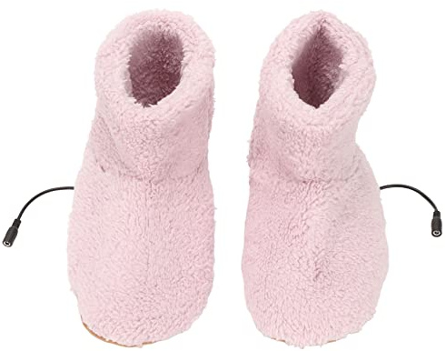 Elektriska Varmare Skor, Uppvärmda Fotvärmare Uppvärmda Strumpor USB-laddning Soft Relaxin Eating Sko för Män Kvinnor Värmeskor för Kall Vinter Mjuk Flanell Varma Inomhusskor (Rosa)