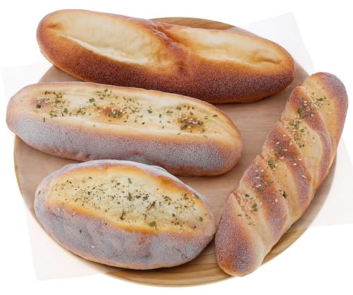 Gresorth Juego de 4 panes artificiales, conjunto falso con diseño de torsión, pan de sésamo y piña realista para decoración de fiesta, modelo de comida y exhibición en el hogar y la cocina