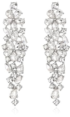 Clearine Sparkle Marquise Rhinestone Crystal Drop Statement Chandelier Dangle Earrings for Women, Art Deco Prom Jewellery for Wedding Bridal Clear Silver-Tone