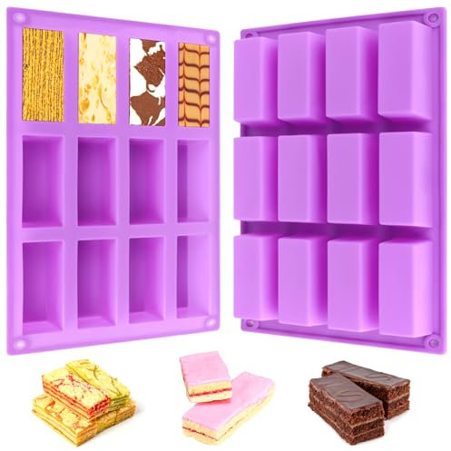 2 Stück Müsliriegel Backform Riegelform Silikon Müsliriegel Silikonform Riegel Antihaft Energieriegel Silikon Backform 12 Mulden Rechteckig Schokoladenform für Brownie, Brotbrot, Pudding, Seife