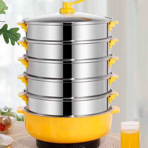 Lnlscle Vaporera Eléctrica, Cocina De Alimentos De Acero Inoxidable De Gran Capacidad Multicapa, Apagado Automático/Quema Antiseco, Electrodomésticos De Cocina para Carne, Verduras, Arroz