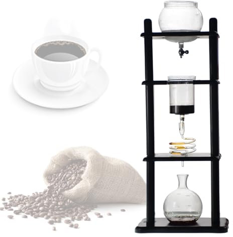Cold Brew kaffebryggare, 1000 ml stor kapacitet kompakt glas kaffedropp Ice Drip kaffetorn med justerbar droppare, bärbar hushålls isdropp kaffekanna