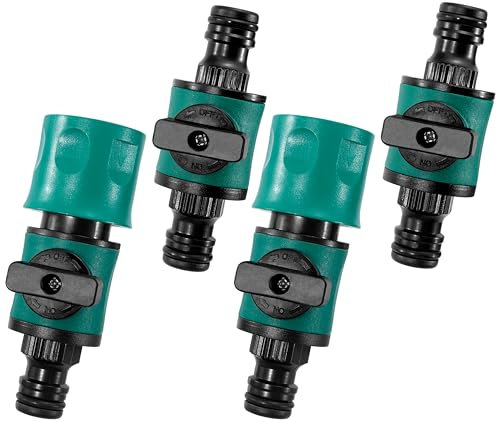 Raccordo Tubo da Giardino con Valvola di Regolazione, Valvola di Chiusura per Tubo dell'acqua in Plastica, Sgancio Rapido per Tubo da Giardino per Tubi Connettori e Accessori 4 Pezzo