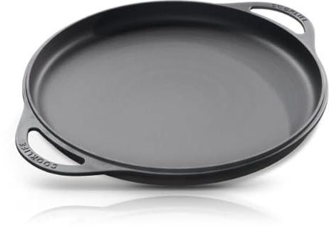 COOKLIFE 12 Inch Lightweight Pre-Seasoned Cast Iron Griddle - Smooth Polished Surface, Easy to Clean Cast Iron skillets Use in the Oven, on the Stove or Grill, Over a Campfire