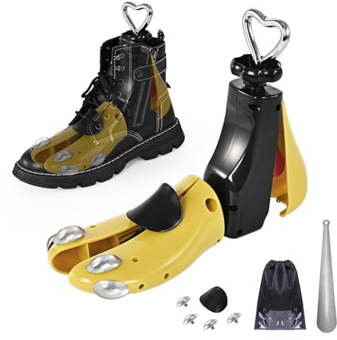 Shoe Stretcher for Men Women, Adjustable Boot Stretcher Widener, Length & Width Expander for Wide Feet Yellow Metal Plug L (For Wm's 11-14;M's 10-14)