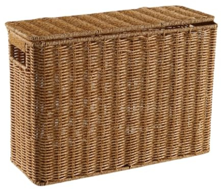 Yajuyi Caja de Almacenaje Estrecha Y Alta, Cesta de Almacenaje Tejida con Tapa, Revistero Tejido, Contenedor Decorativo para Ropa de Oficina, tal como se describe, S