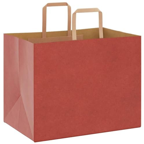 vidaXL Kraftpapperspåsar 50 st med handtag röd 32x22x24 cm, papperspåse, papperspåse med handtag, papperskasse, kraftpåse, kraftpapper presentpåse