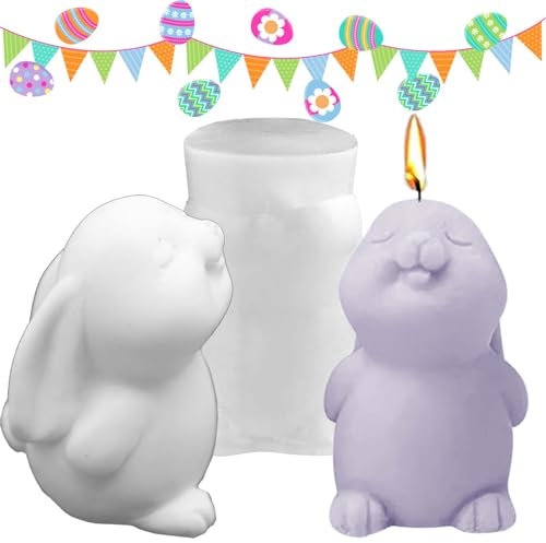 TREABEAR Silikonformen Gießformen Osterhase, Silikonformen Gießformen Kerzen, Kerzenformen Zum Gießen, Kaninchen Kerzengießformen, Gipsformen Zum Gießen