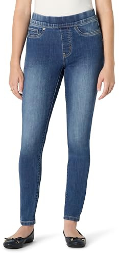 Amazon Essentials Jegging de Mezclilla elástica de Tiro Medio para Mujer, Lavado Medio, 10 Pantalones Cortos