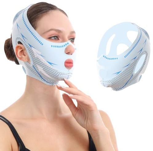 Mascarilla reutilizable GGUFAY V-Line, correa reutilizable para la barbilla, mascarilla facial V-Line, vendaje de estiramiento facial, diseñada para uso diario