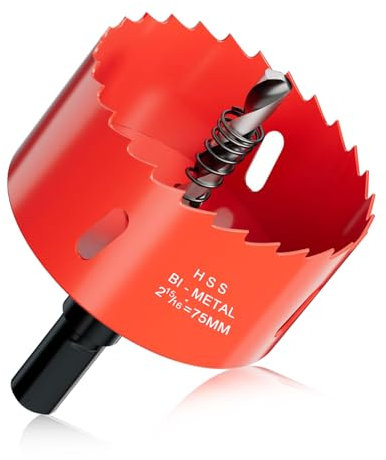 Flintronic Sierra de Corona Bimetálica de 75mm, Sierras Perforadoras, Broca Perforadora de Bimetal con Broca Separable para Madera y Plásticos, por Ejemplo, para Paneles de Yeso, Chimenea, Rojo