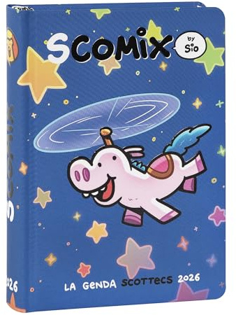 Comix Scottecs by Sio Skolkalender, 16 månader 2025–2026, skolkalender för barn och tonåringar med fast omslag, perfekt för grund- och mellanskola, 12 x 16,5 cm, Unicopter