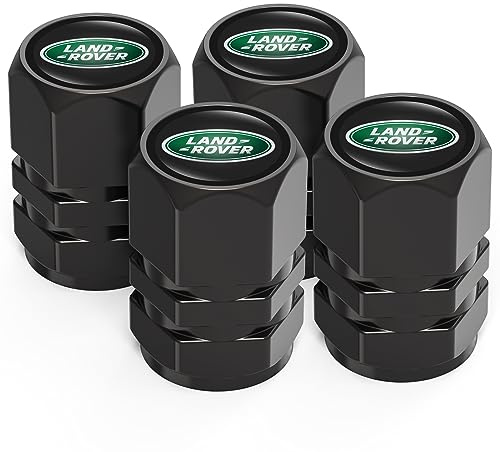4Pcs Metal Car Tire Valve Stem Caps Fit Land Rover Discovery Range Rover Sport Defender Series, Car Tire Air Caps Cover, Anti-corrosion Premium Alloy Leak-Proof Car Tire Accessories, Black